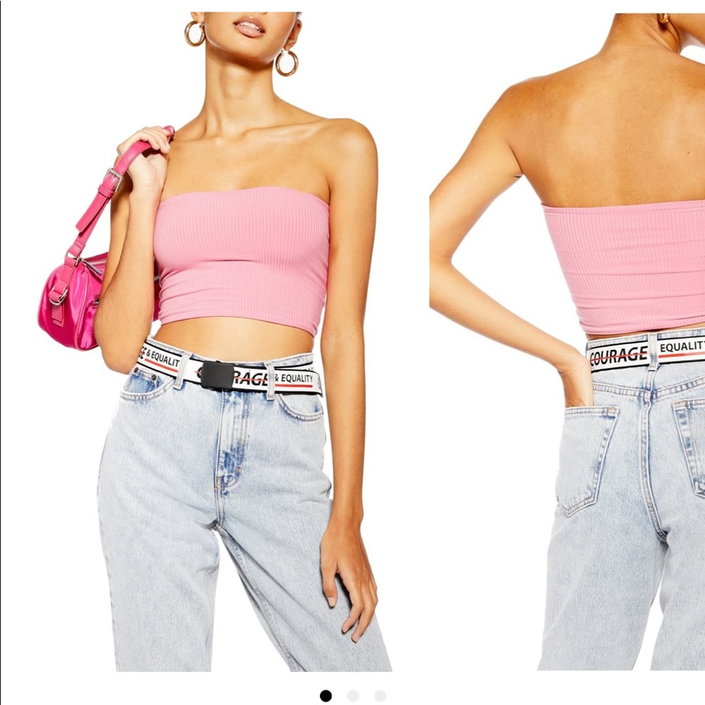 Pink, ribbed tube top